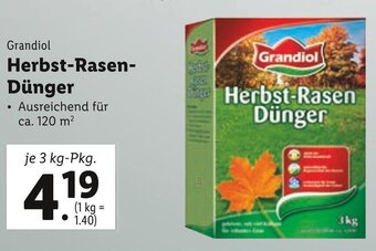 Lidl Grandiol Herbst-Rasen-Dünger 120m² Angebot