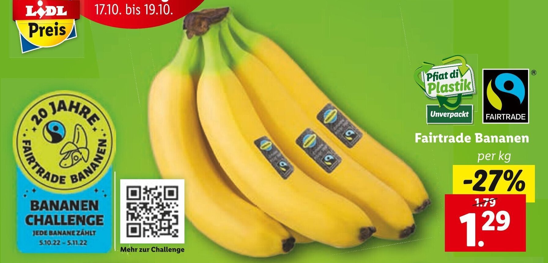 Fairtrade Bananen per kg Angebot bei Lidl