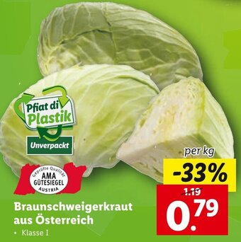 Lidl Braunschweigerkraut aus Österreich per kg Angebot