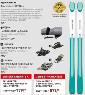 3er-Set Variante A Ski+Haftfell+bindung Alpinist 10 Inkl. Stopper