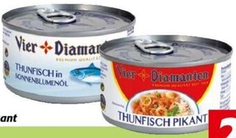 Nah&Frisch Vier Diamanten Thunfisch in Öl, Naturell oder Pikant 185-195 g Angebot