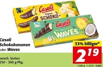 Nah&Frisch Casali Schokobananen oder Waves 250-300 g Angebot