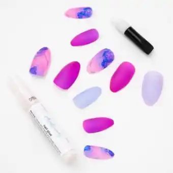 Claire's Marble pink stiletto faux nail set - 24 pack Angebot