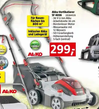 Bauhaus Al-Ko Akku-Vertikutierer Angebot