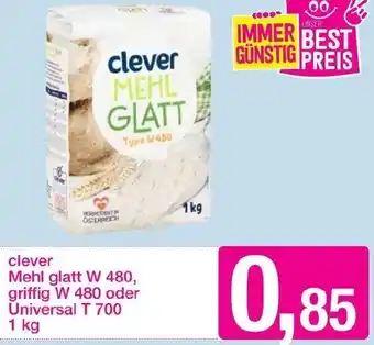 Sutterlüty clever Mehl glatt W 480, griffig W 480 oder Universal T 700 1 kg Angebot