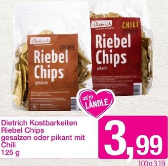 Sutterlüty Dietrich Kostbarkeiten Riebel Chips gesalzen oder Pikant mit Chili 125 g Angebot