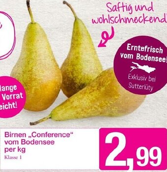 Sutterlüty Birnen Conference vom Bodensee per kg Angebot
