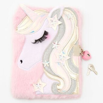 Claire's Icy pink unicorn plush lock diary Angebot