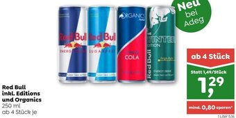 ADEG Red Bull inkl. Editions und Organics 250 ml Angebot