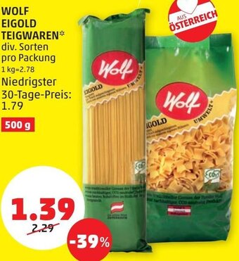 PENNY Wolf Eigold Teigware 500 g Angebot