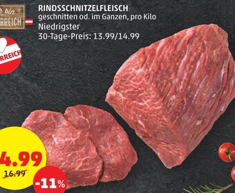 PENNY Rindsschnitzelfleisch pro kilo Angebot