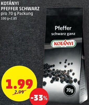 PENNY Kotányi Pfeffer Schwarz 70 g Angebot