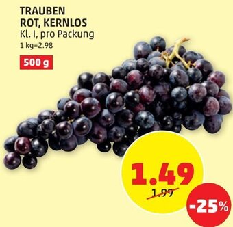 PENNY Trauben Rot, Kernlos 500 g Angebot