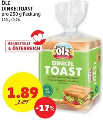 PENNY Ölz Dinkeltoast 250 g Angebot