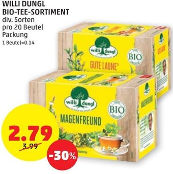 PENNY Willi Dungl Bio-Tee-Sortiment Angebot