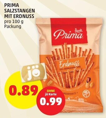 PENNY Prima Salztangen Mit Erdnuss 100 g Angebot