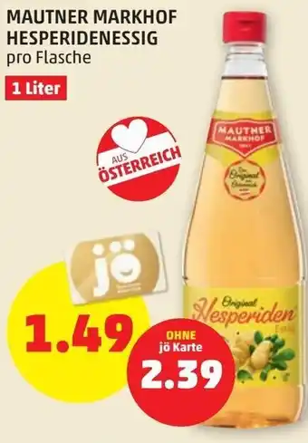 PENNY Mautner Markhof Hesperidenessig 1 Liter Angebot