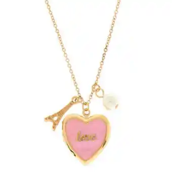Claire's Love paris locket pendant necklace - pink Angebot