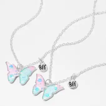 Claire's Silver best friends glow in the dark butterfly pendant necklaces (2 pack) Angebot