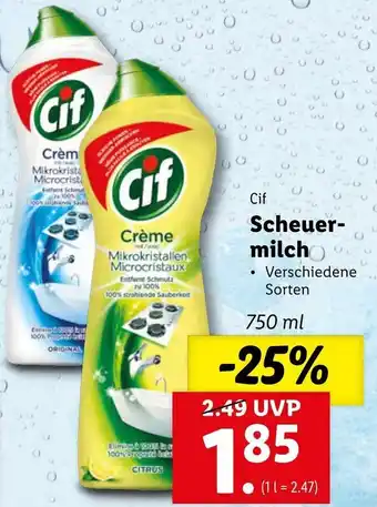 Lidl Scheuer Milch 750ml Angebot