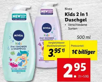 Lidl Nivea Kids 2 in 1 Duschgel 500ml Angebot