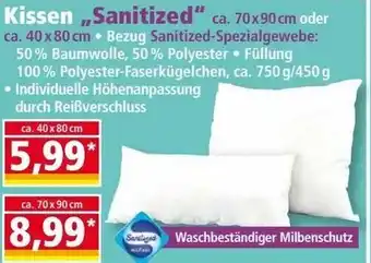 Norma Kissen Sanitized 40x80cm Angebot