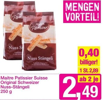 Sutterlüty Maitre Patissier Suisse Original Schweizer Nuss-Stängeli 250 g Angebot