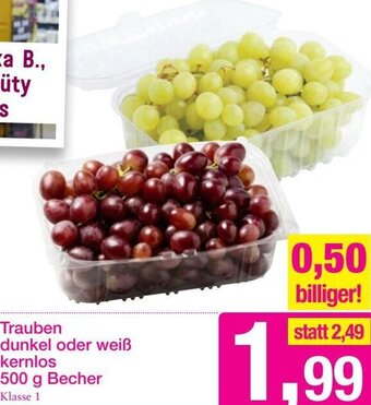 Trauben Dunkel oder Weiß Kernlos 500 g Becher