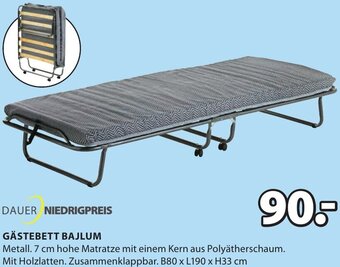 JYSK Gästebett BAjlum B80 x L190 x H33 cm Angebot