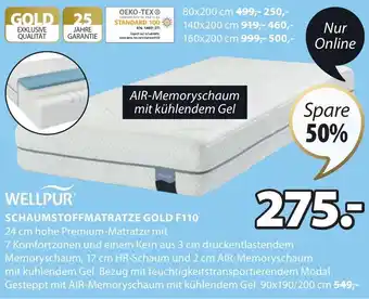 JYSK Wellpur Schaumstoffmatratze Gold F110 90 x 190/200 cm Angebot