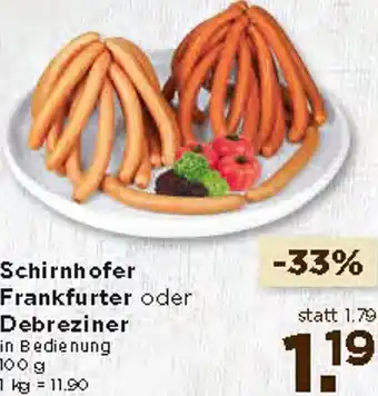 Unimarkt Schirnhofer Frankfurter oder Debreziner 100 g Angebot