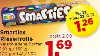 Unimarkt Smarties Riesenrolle 120 g/ 130 g Angebot