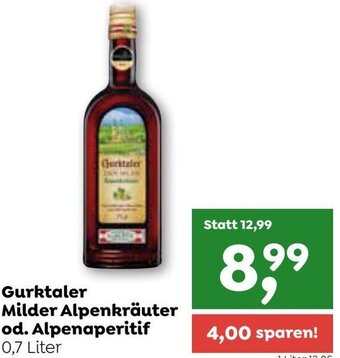 ADEG Gurktaler Milder Alpenkräuter od. Alpenaperitif 0,7 Liter Angebot
