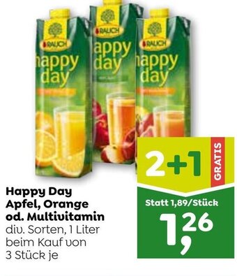 ADEG Happy Day Apfel, Orange od. Multivitamin 1 Liter Angebot