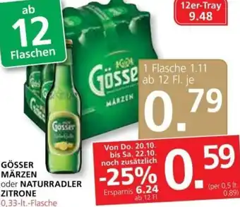Spar Gösser Märzen oder Naturradler Zitrone 0,33 lt Angebot