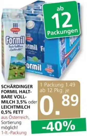 Spar Schärdinger Formil Haltbare Vollmilch 3,5% oder 0,5% FETT 1 lt Angebot