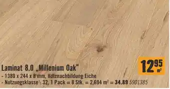 Hornbach Laminat 8.0 Millenium Oak 1380 x 244 x 8 mm Angebot