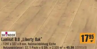 Hornbach Skandor Laminat 8.0 Liberty Oak 1291 x 327 x 8 mm Angebot