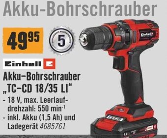 Hornbach Einhell Akku-Bohrschrauber TC-CD 18/35 LI Angebot