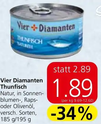Spar Vier Diamanten Thunfisch 185/195 g Angebot