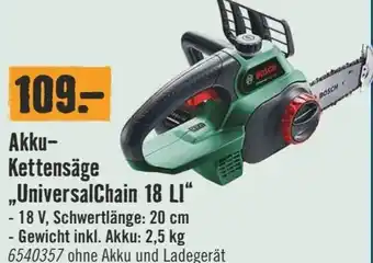 Hornbach Bosch Akku-Kettensäge UniversalChain 18 Ll" Angebot