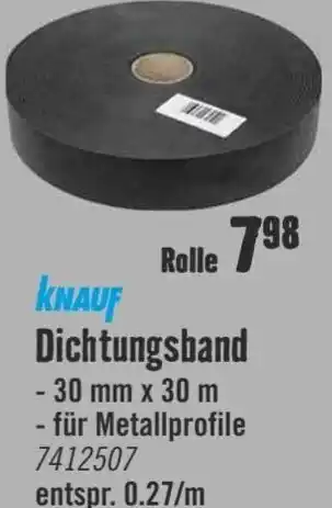 Hornbach Knauf Dichtungsband 30 mm x 30 m Angebot
