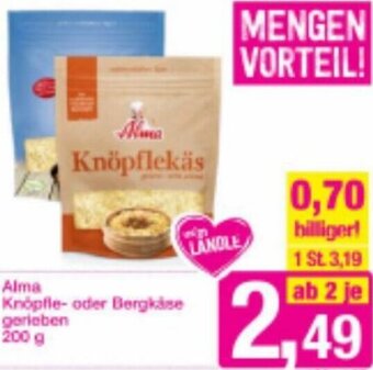 Sutterlüty Alma Knöpfle-oder Bergkäse gerieben 200 g Angebot