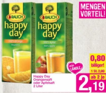 Sutterlüty Happy Day Orangensaft oder Apfelsaft 2 Liter Angebot