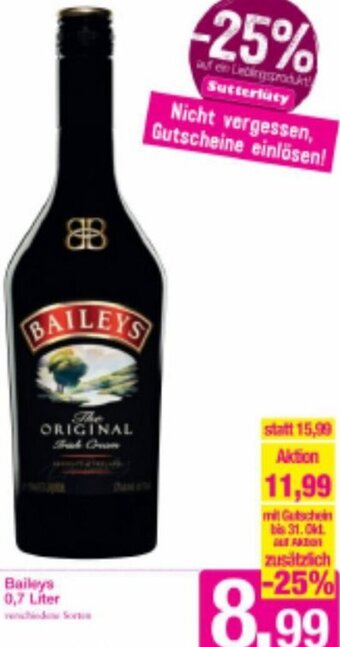 Sutterlüty Baileys 0,7 Liter Angebot