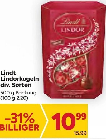 Billa Lindt Lindorkugeln 500 g Angebot