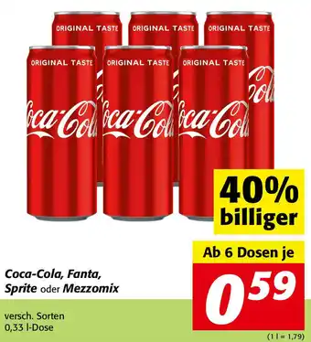Nah&Frisch Coca-Cola,Fanta, Sprite oder Mezzomix 0,33l Angebot