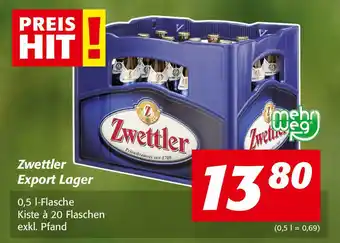 Nah&Frisch Zwettler Export Lager 0.5 Liter Angebot
