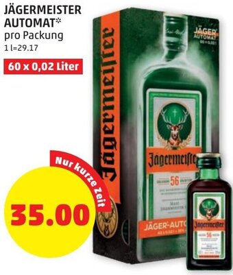 PENNY Jägermeister Automat 60x0,02 liter Angebot