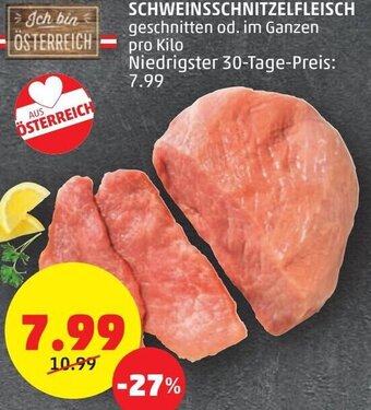 PENNY Schweinsschnitzelfleisch pro kilo Angebot